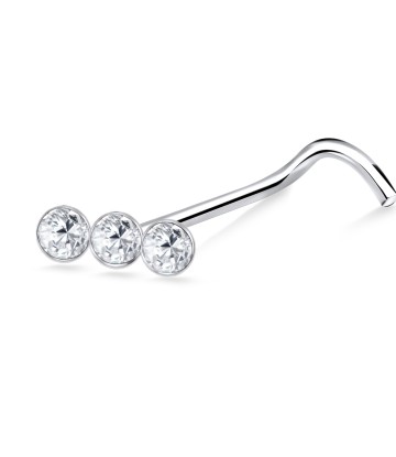 Triple Stone Curved Nose Stud NSKB-822